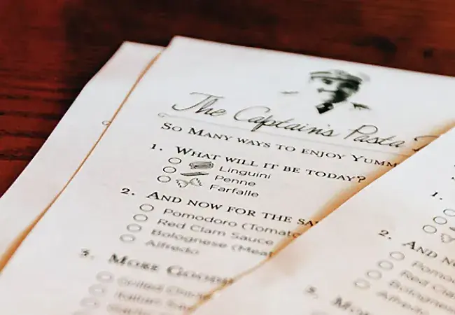 The Captain's Pasta Bar - Included in Cruise Fare
